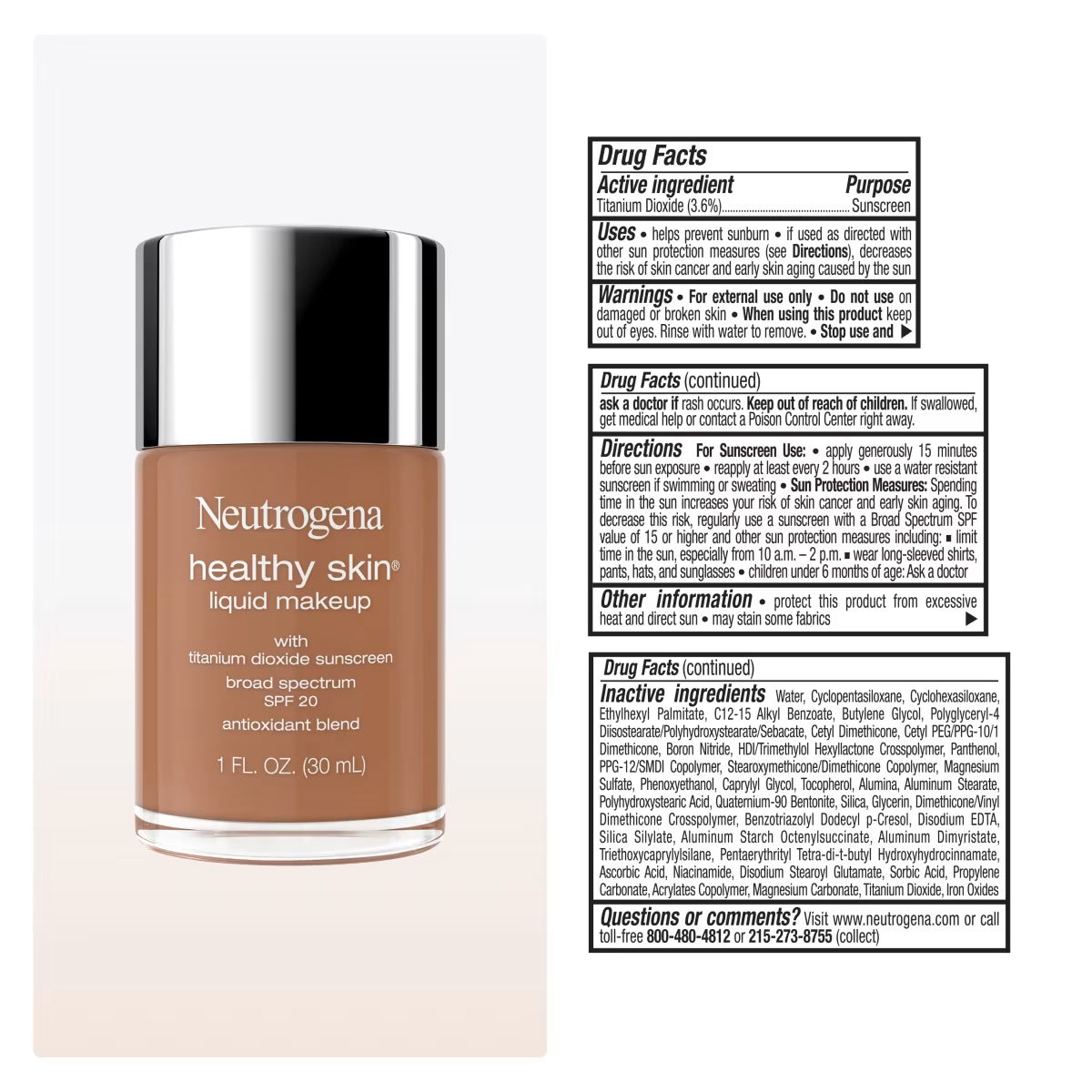 Neutrogena® Healthy Skin Liquid Makeup Broad Spectrum SPF 20, 510N Golden, 1 Fl. Oz - US 3432