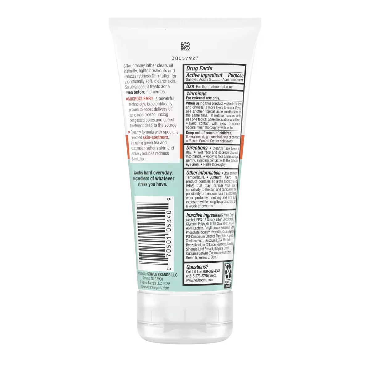 Neutrogena® Oil-Free Acne Stress Control Power-Cream Wash, 6 Oz - US 4160