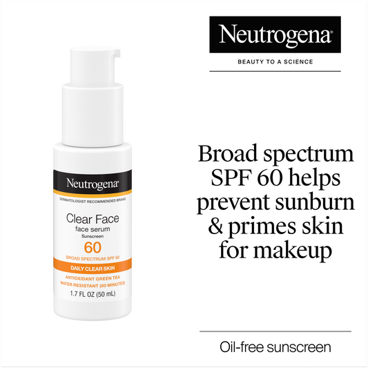 Neutrogena® Clear Face Serum Sunscreen with Green Tea Broad Spectrum SPF 60 Fragrance Free, 1.7 Fl. Oz - US 2741