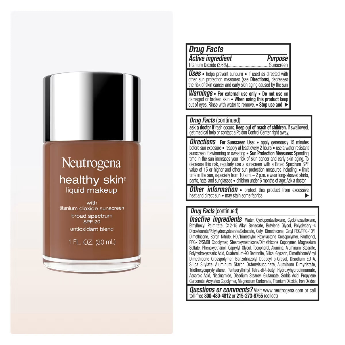Neutrogena® Healthy Skin Liquid Makeup Broad Spectrum SPF 20, 540N Rich Golden, 1 Fl. Oz - US 8458