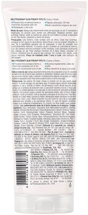 Neutrogena Sun Fresh Protetor Solar Corporal FPS 70, 200ml