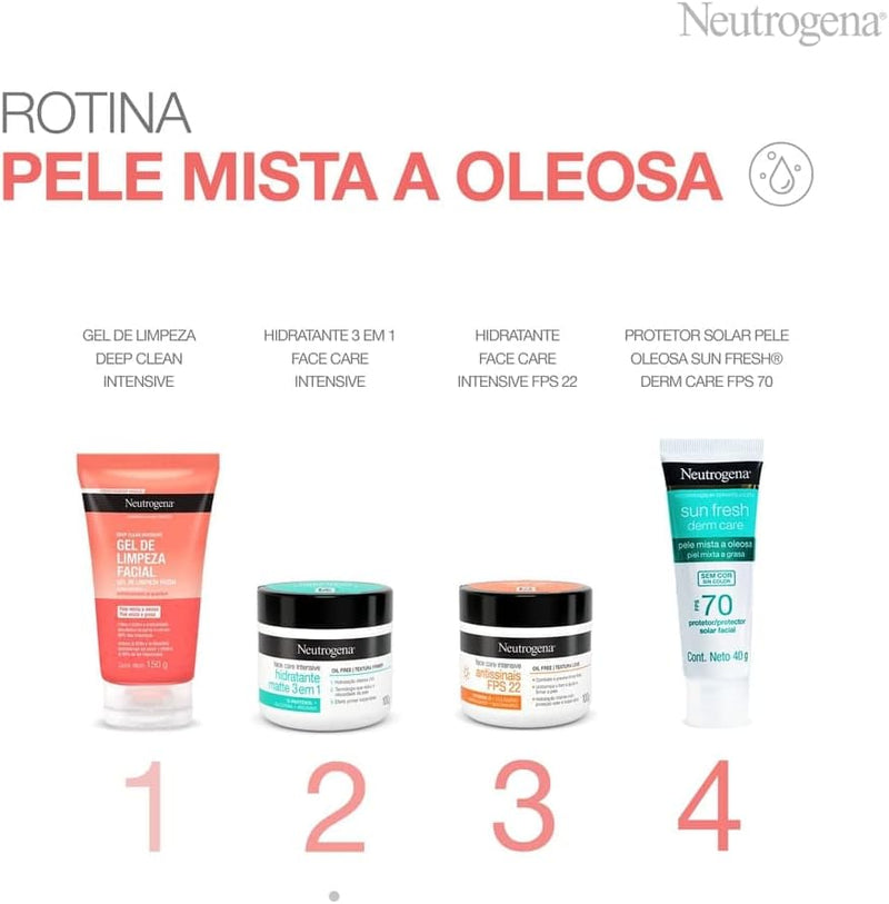 Neutrogena Hidratante Facial Matte 3 em 1 Face Care Intensive, 100g