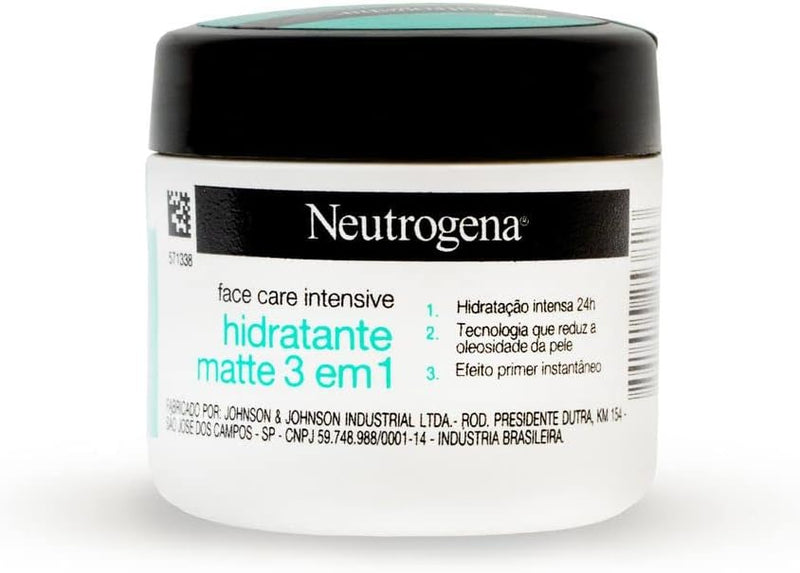 Neutrogena Hidratante Facial Matte 3 em 1 Face Care Intensive, 100g