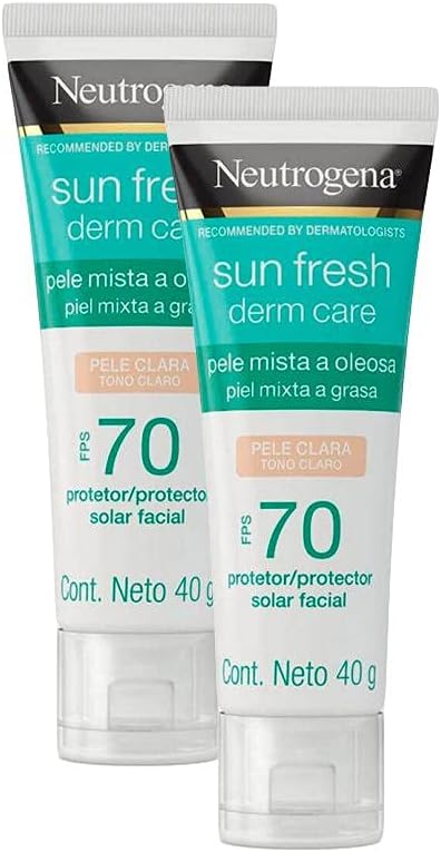 Kit 2 Protetor Solar Neutrogena Sun Fresh Oily Skin Pele Clara Fps 70
