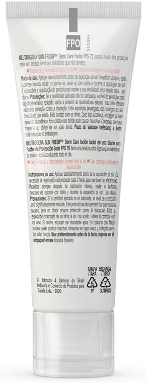 Protetor Solar Neutrogena Sunfresh Derm Care Dry Skin Sem Cor FPS 70 40g