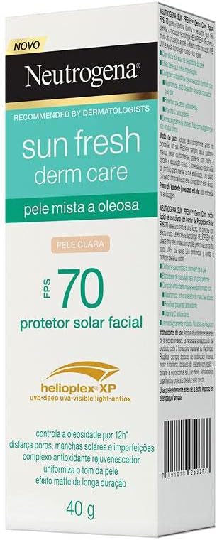 Kit 2 Protetor Solar Neutrogena Sun Fresh Oily Skin Pele Clara Fps 70