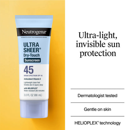 Neutrogena Ultra Sheer Dry-Touch Sunscreen Broad Spectrum SPF 45, 3 Fl. Oz, Pack of 2 - US 4945