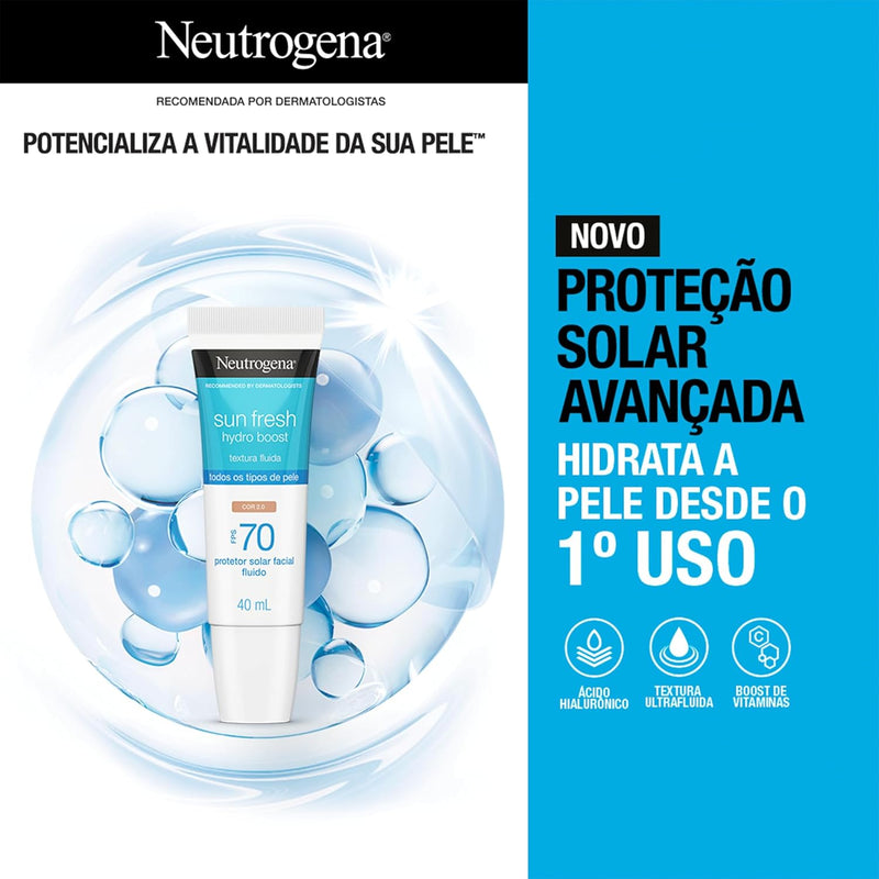 Protetor Solar Neutrogena Sun Fresh Hydro Boost Cor 2.0 FPS 70 40mL