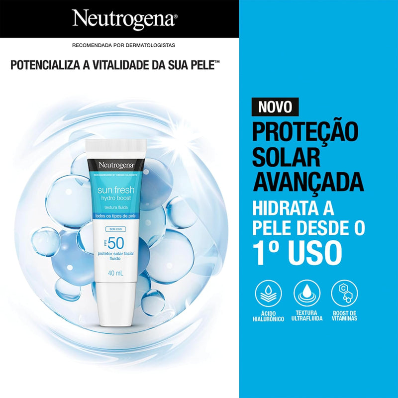 Protetor Solar Neutrogena Sun Fresh Hydro Boost Sem Cor FPS 50 40mL