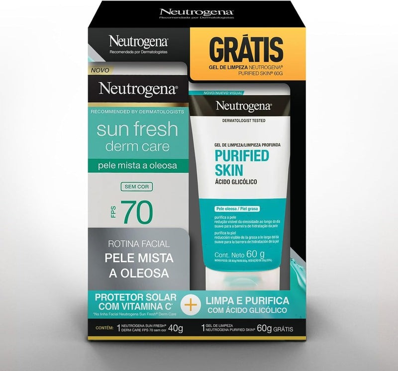 Promopack Compre NEUTROGENA SUN FRESH® Derm Care FPS 70 SEM COR e ganhe Gel de Limpeza NEUTROGENA PURIFIED SKIN® 60g