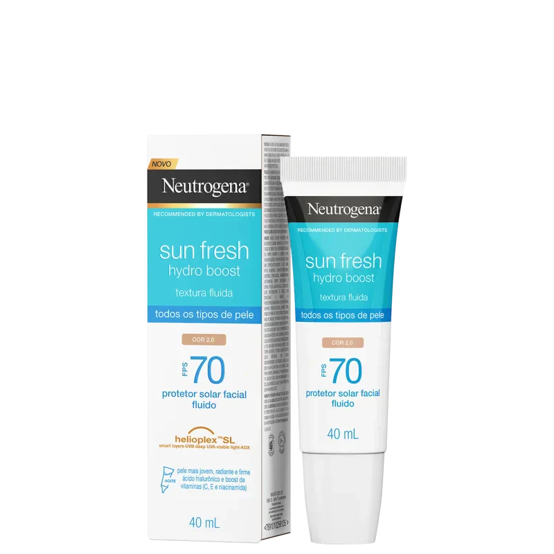 Neutrogena Sun Fresh Hydro Boost FPS70 Cor 2.0 - Protetor Solar Facial com Cor 40ml
