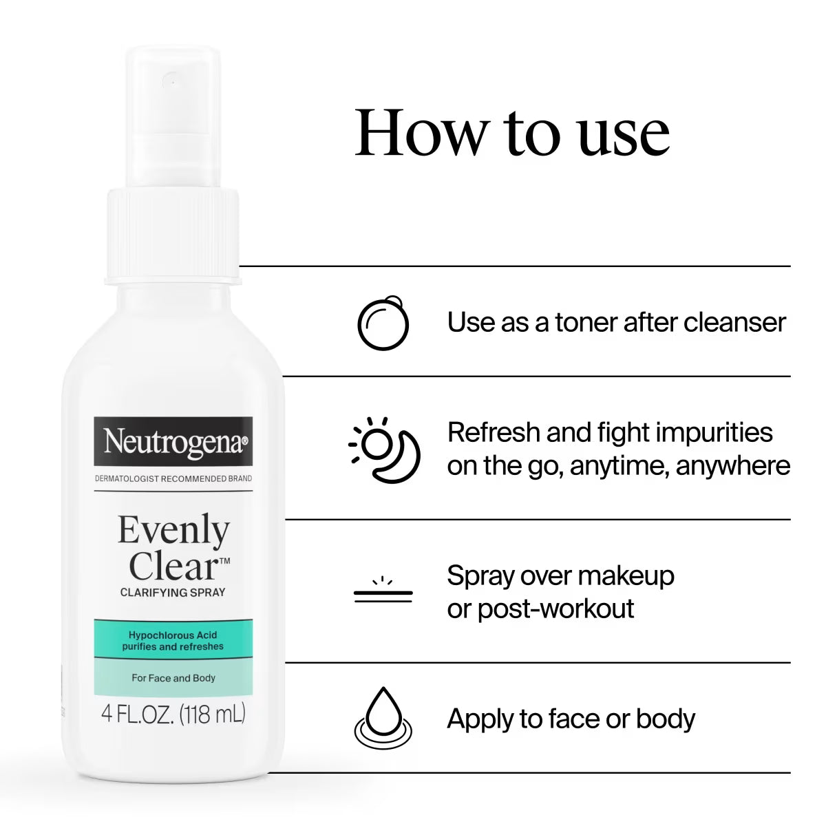 Neutrogena® Evenly Clear Clarifying Spray, 4.0 FL oz - US 2597