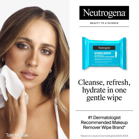 Neutrogena® Hydro Boost Makeup Remover Ultra-Soft Micellar Cleansing Wipes. 25 Count, Twin Pack - US 2018