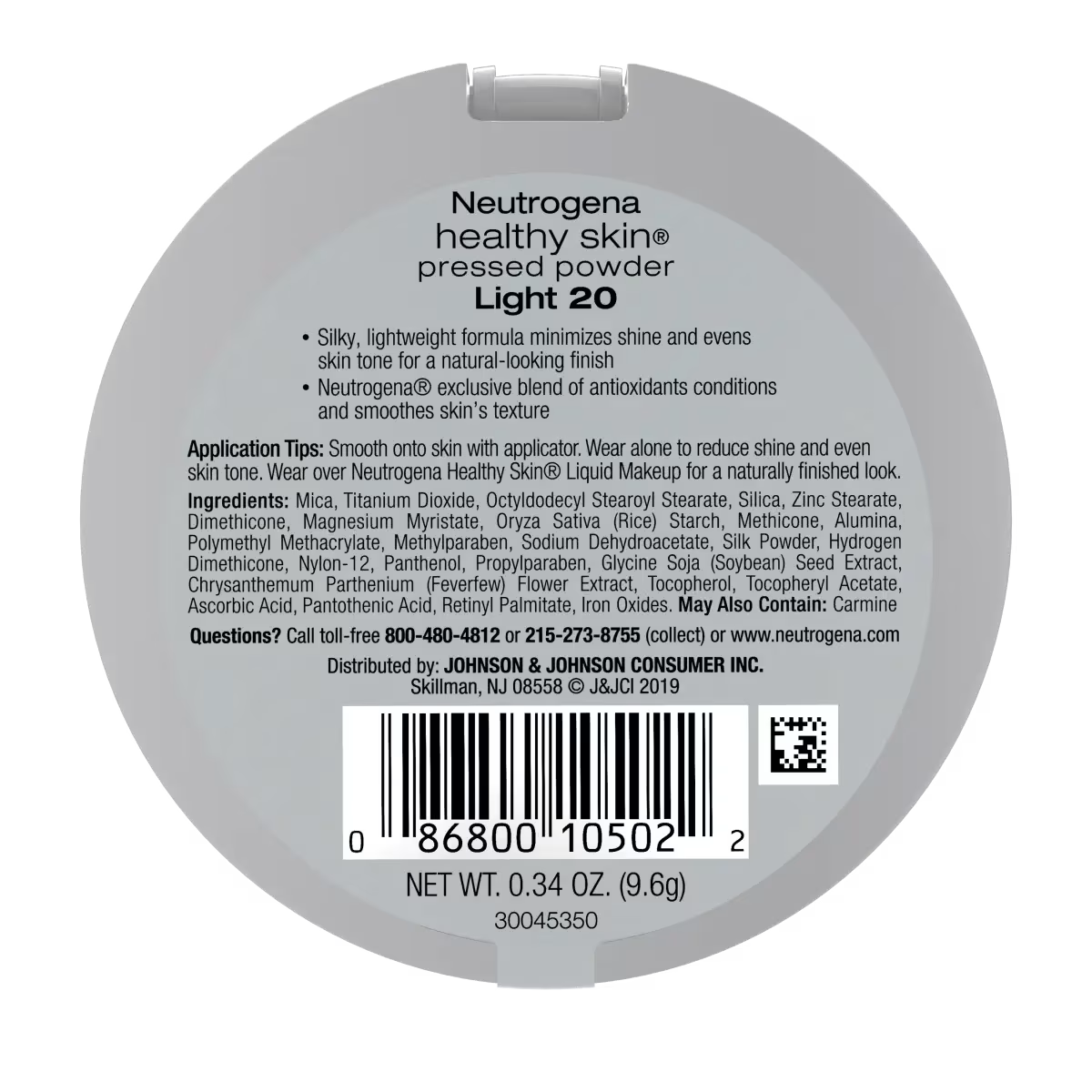 Neutrogena® Healthy Skin Pressed Powder, Light 20, .34 Oz - US 1490