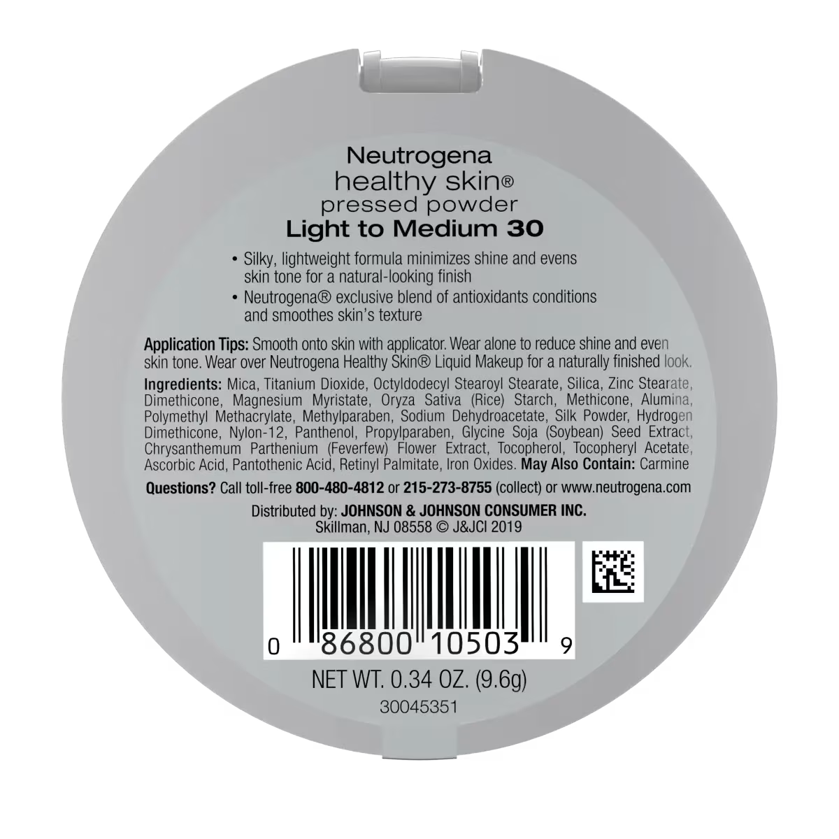 Neutrogena® Healthy Skin Pressed Powder, Light to Medium 30, .34 Oz - US 6299