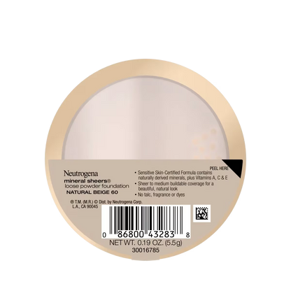 Neutrogena Mineral Sheers Loose Powder Foundation, Natural Beige 60, .19 Oz - US 4620