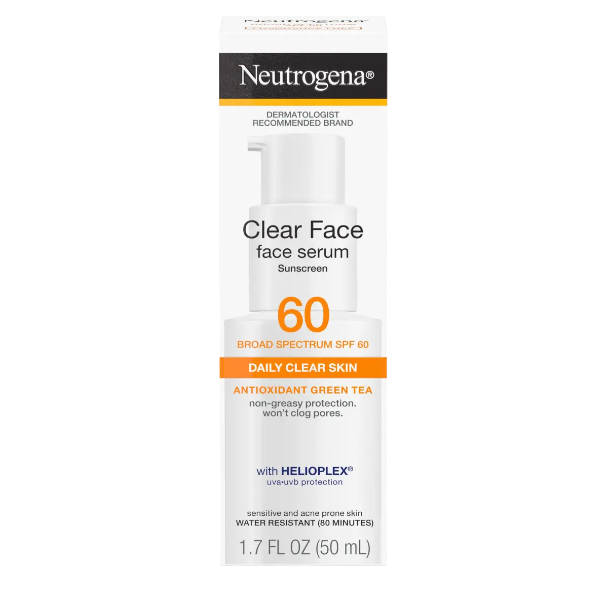 Neutrogena® Clear Face Serum Sunscreen with Green Tea Broad Spectrum SPF 60 Fragrance Free, 1.7 Fl. Oz - US 2741