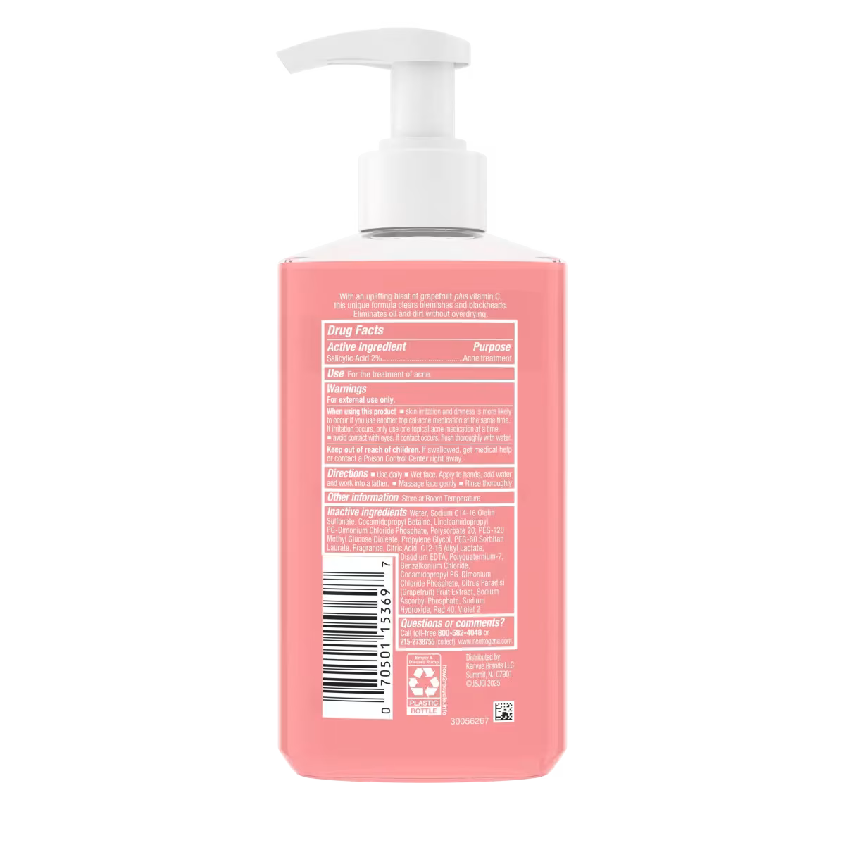 Neutrogena® Oil-Free Acne Wash Pink Grapefruit Facial Cleanser, 9.1 Fl. Oz - US 0641