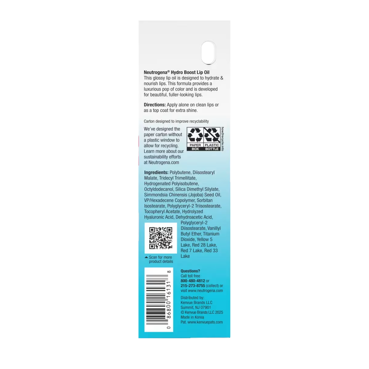 Neutrogena® Hydro Boost Lip Oil, Petal Pop, .2 Fl. Oz - US 5177