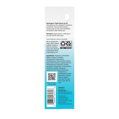 Neutrogena® Hydro Boost Lip Oil, Petal Pop, .2 Fl. Oz - US 5177