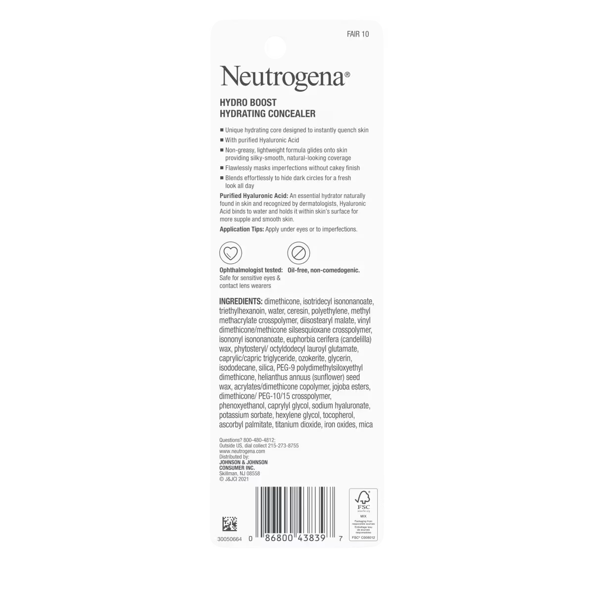 Neutrogena® Hydro Boost Hydrating Concealer, 10 Fair 0.12 Oz - US 9286
