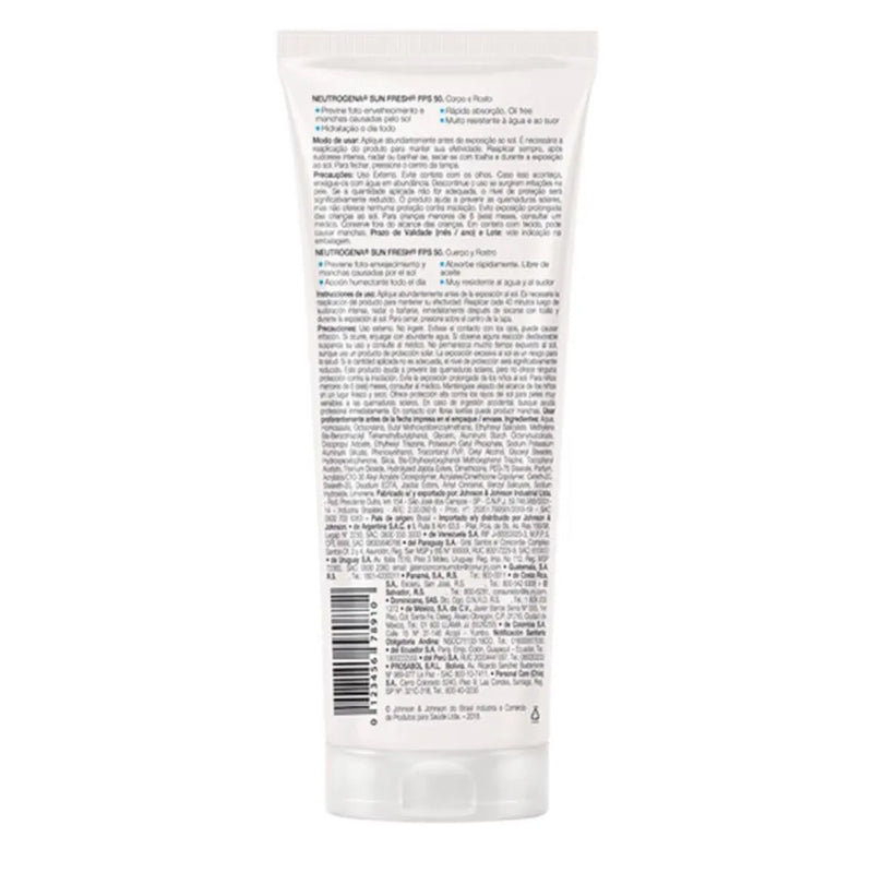 Protetor Solar Neutrogena Sun Fresh FPS 50 200ml