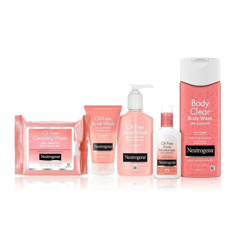 Espuma de Limpeza Facial sem óleo Neutrogena Oil-Free Pink Grapefruit Acne Facial Cleanser, 6 fl. oz 177ml