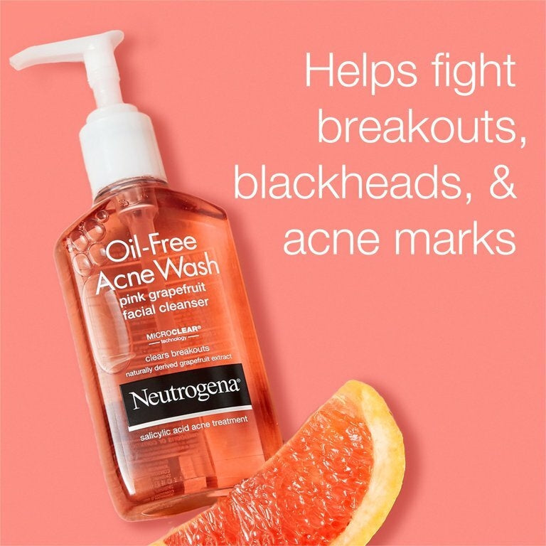 Espuma de Limpeza Facial sem óleo Neutrogena Oil-Free Pink Grapefruit Acne Facial Cleanser, 6 fl. oz 177ml