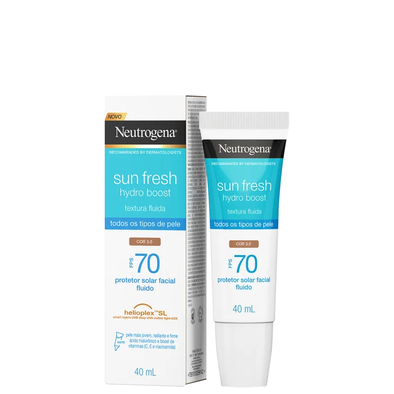Neutrogena Sun Fresh Hydro Boost FPS70 Cor 3.0 - Protetor Solar Facial com Cor 40ml